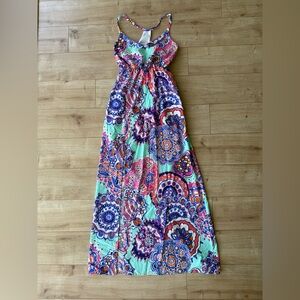 Judith March Colorful Boho Maxi Dress Small Racerback Patterned